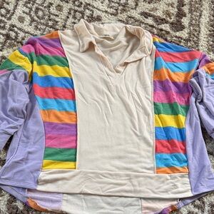 Haptics Cream multi color Long Sleeve Top